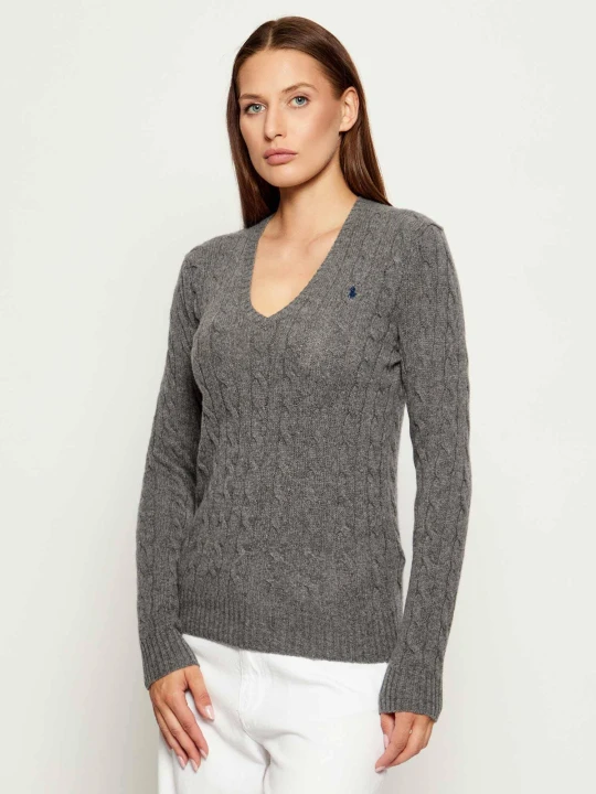 Zdjęcie produktu POLO RALPH LAUREN Wełniany sweter KIMBERLY | Slim Fit | z dodatkiem kaszmiru szary