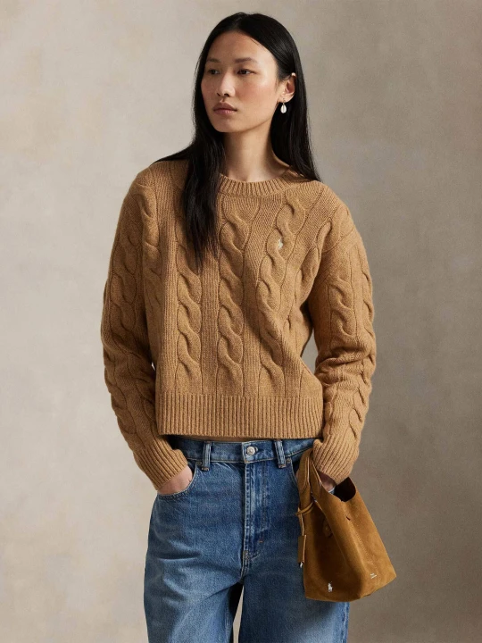 Zdjęcie produktu POLO RALPH LAUREN Wełniany sweter | Loose fit | z dodatkiem kaszmiru camel