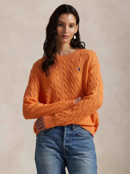 Zdjęcie produktu POLO RALPH LAUREN Wełniany sweter | Loose fit | z dodatkiem kaszmiru pomarańczowy