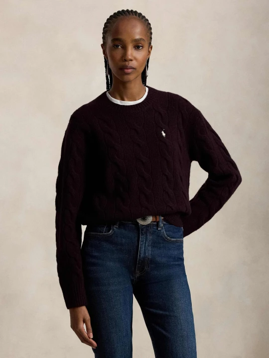 Zdjęcie produktu POLO RALPH LAUREN Wełniany sweter | Loose fit | z dodatkiem kaszmiru bordowy