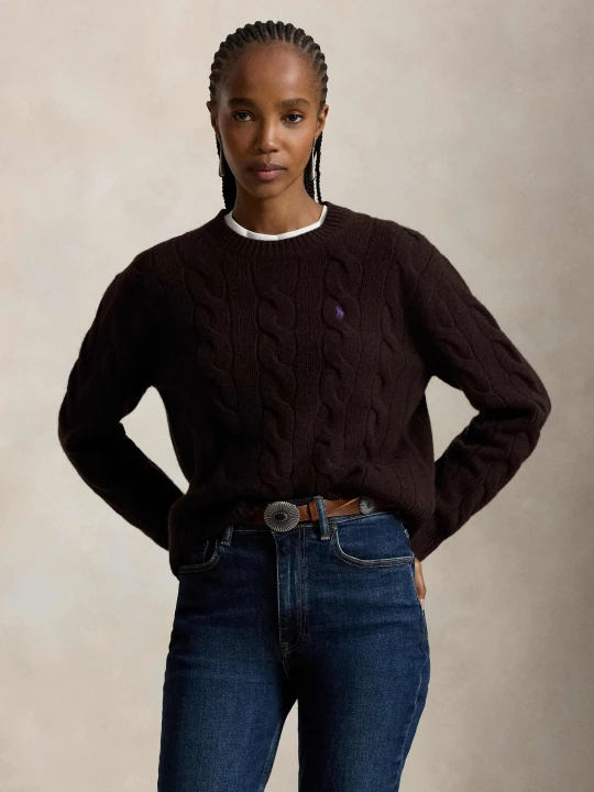 Zdjęcie produktu POLO RALPH LAUREN Wełniany sweter | Loose fit | z dodatkiem kaszmiru brązowy
