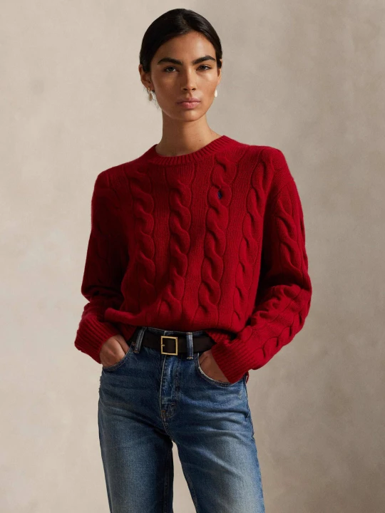 Zdjęcie produktu POLO RALPH LAUREN Wełniany sweter | Loose fit | z dodatkiem kaszmiru czerwony