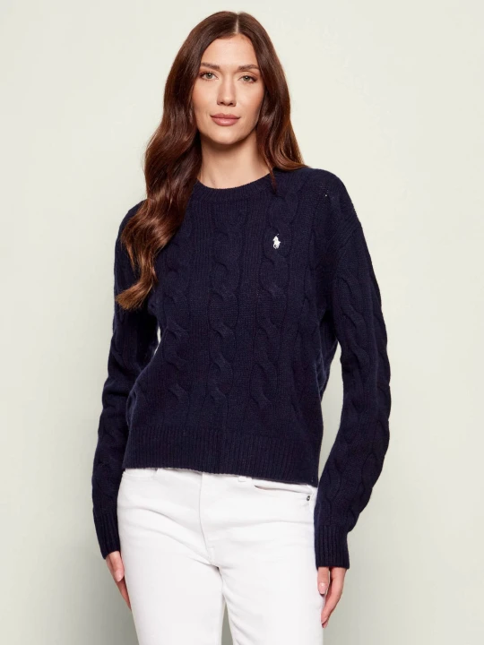 Zdjęcie produktu POLO RALPH LAUREN Wełniany sweter | Loose fit | z dodatkiem kaszmiru granatowy