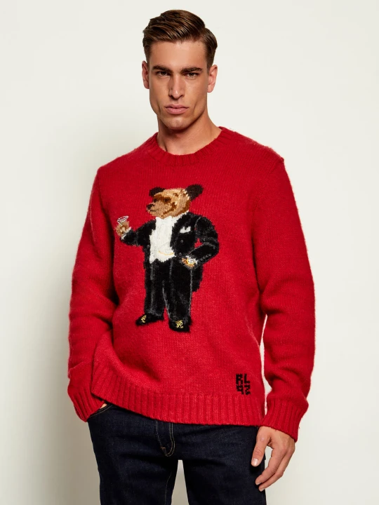 Zdjęcie produktu POLO RALPH LAUREN Wełniany sweter Martini Bear | Regular Fit czerwony