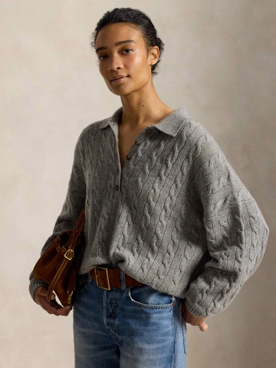 Zdjęcie produktu POLO RALPH LAUREN Wełniany sweter | Oversize fit | z dodatkiem kaszmiru szary