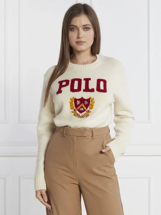 Zdjęcie produktu POLO RALPH LAUREN Wełniany sweter | Regular Fit kremowy