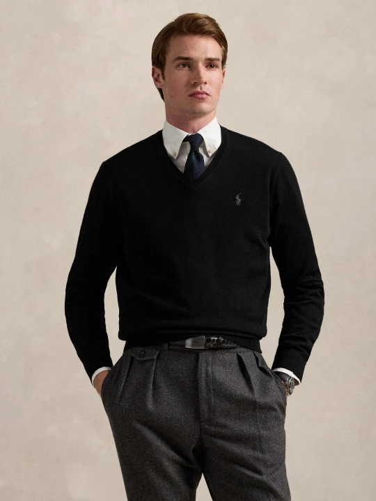 Zdjęcie produktu POLO RALPH LAUREN Wełniany sweter | Regular Fit czarny