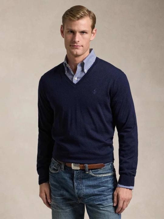 Zdjęcie produktu POLO RALPH LAUREN Wełniany sweter | Regular Fit granatowy
