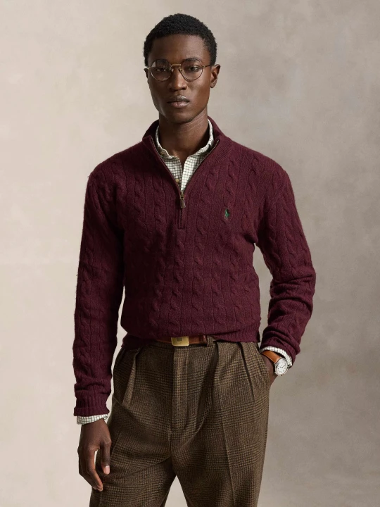Zdjęcie produktu POLO RALPH LAUREN Wełniany sweter | Regular Fit | z dodatkiem wełny bordowy