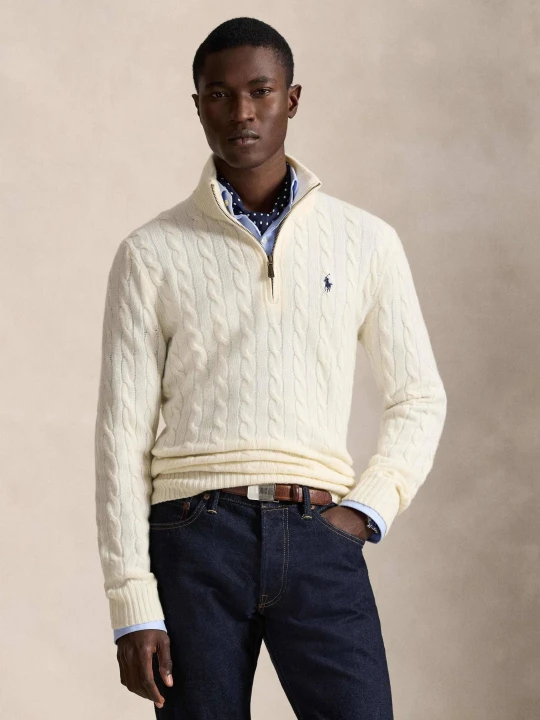 Zdjęcie produktu POLO RALPH LAUREN Wełniany sweter | Regular Fit | z dodatkiem wełny kremowy