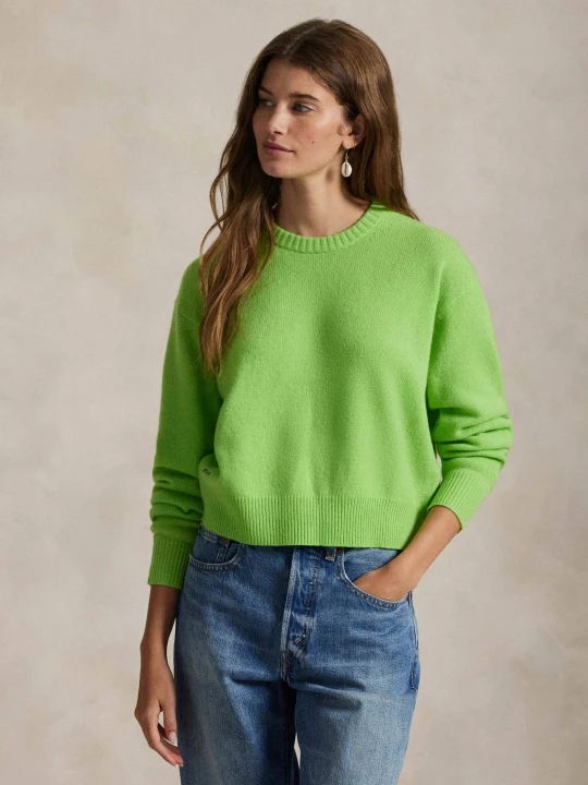 Zdjęcie produktu POLO RALPH LAUREN Wełniany sweter | Relaxed fit | z dodatkiem kaszmiru limonkowy