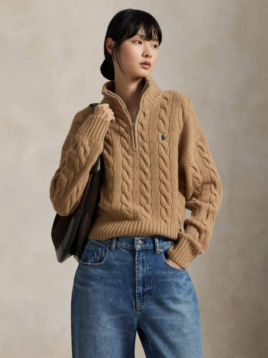 Zdjęcie produktu POLO RALPH LAUREN Wełniany sweter | Relaxed fit | z dodatkiem kaszmiru beżowy