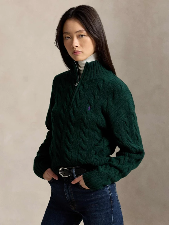 Zdjęcie produktu POLO RALPH LAUREN Wełniany sweter | Relaxed fit | z dodatkiem kaszmiru butelkowa zieleń