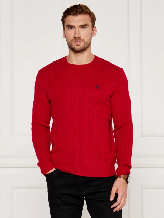 Zdjęcie produktu POLO RALPH LAUREN Wełniany sweter | Slim Fit | z dodatkiem kaszmiru czerwony