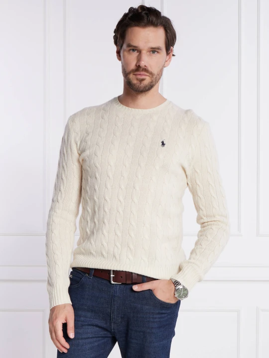 Zdjęcie produktu POLO RALPH LAUREN Wełniany sweter | Slim Fit | z dodatkiem kaszmiru ecru