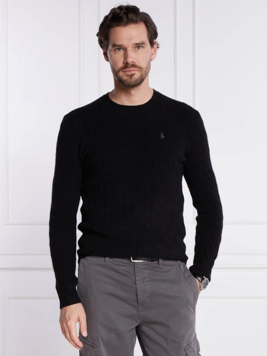 Zdjęcie produktu POLO RALPH LAUREN Wełniany sweter | Slim Fit | z dodatkiem kaszmiru czarny