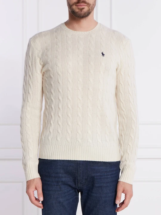 Zdjęcie produktu POLO RALPH LAUREN Wełniany sweter | Slim Fit | z dodatkiem kaszmiru ecru