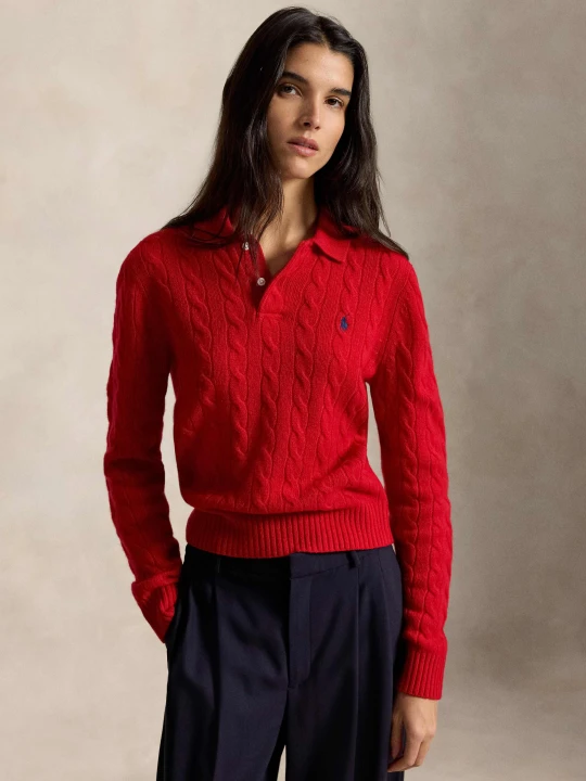 Zdjęcie produktu POLO RALPH LAUREN Wełniany sweter | Slim Fit | z dodatkiem kaszmiru czerwony