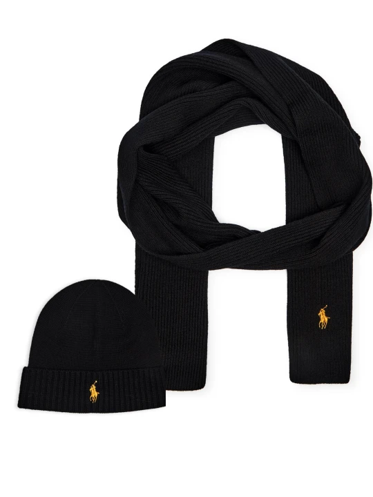 Zdjęcie produktu POLO RALPH LAUREN Wełniany szal + czapka czarny