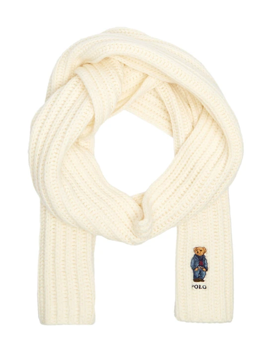 Zdjęcie produktu POLO RALPH LAUREN Wełniany szal DENIM BEAR kremowy