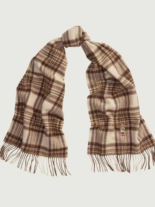 Zdjęcie produktu POLO RALPH LAUREN Wełniany szal Winter Bear Plaid kremowy