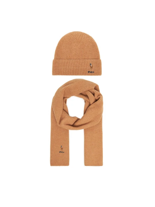 Zdjęcie produktu Polo Ralph Lauren Zestaw szalik i czapka 455981430002 Brązowy