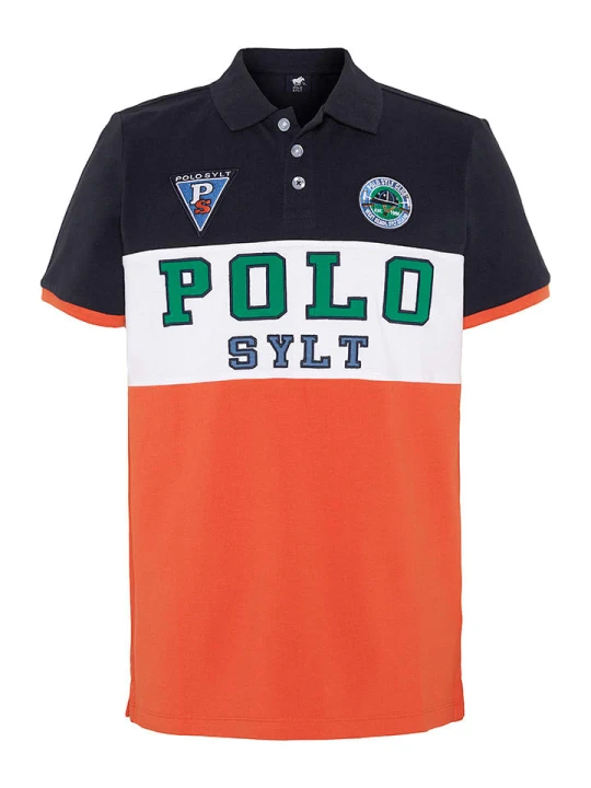 Zdjęcie produktu Polo Sylt Koszulka polo w kolorze pomarańczowo-biało-czarnym rozmiar: 134 / 140