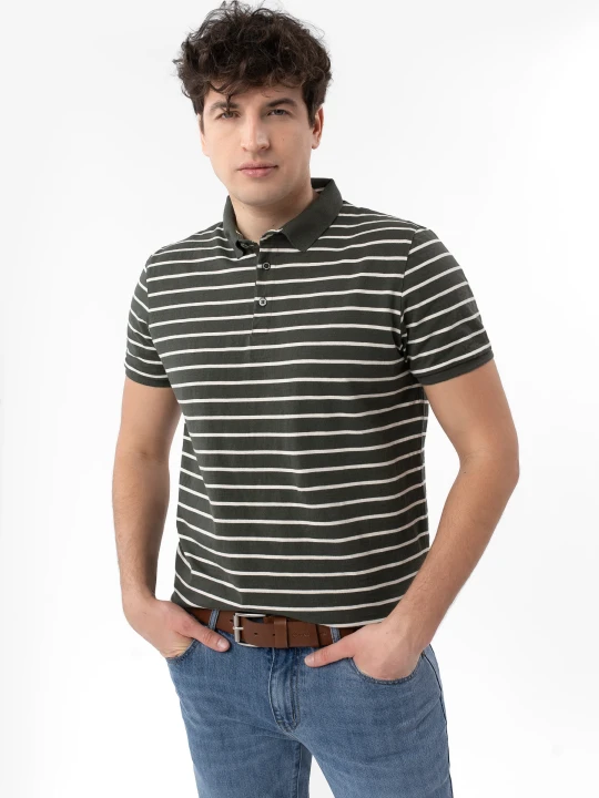 Zdjęcie produktu Polo w paski O-LANTIANO Volcano Zielony
