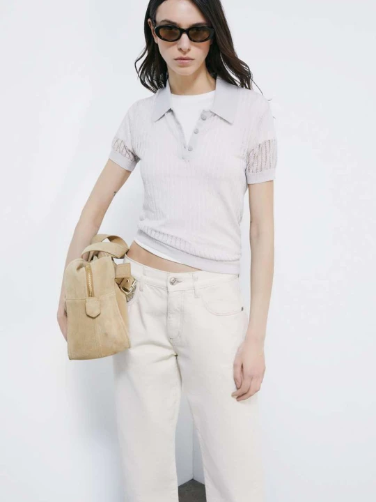 Zdjęcie produktu Polo z dzianiny jacquard Patrizia Pepe szary