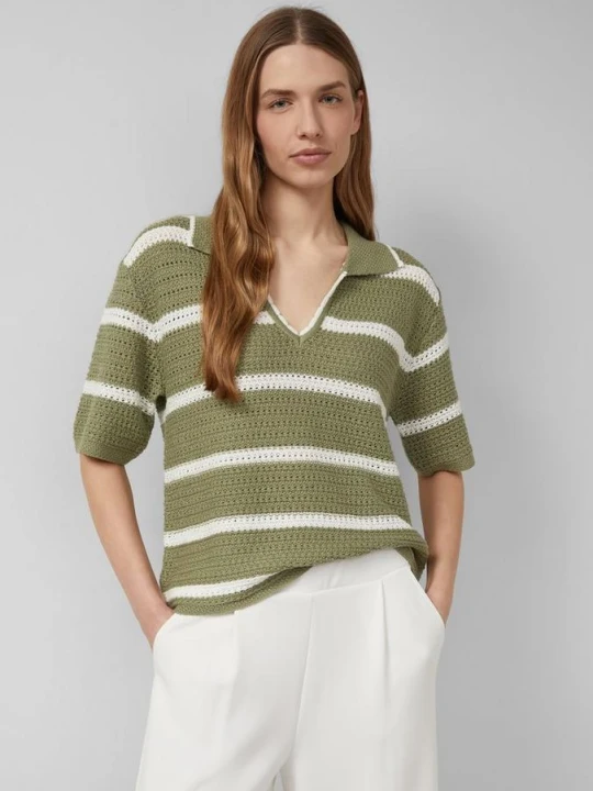 Zdjęcie produktu Polo z dzianiny z dekoltem w serek o kroju Relaxed Fit s.Oliver oliwkowy