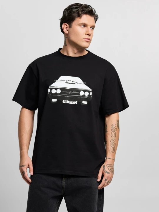 Zdjęcie produktu Polonez t-shirt boxy bawełniany męski czarny PROSTO.