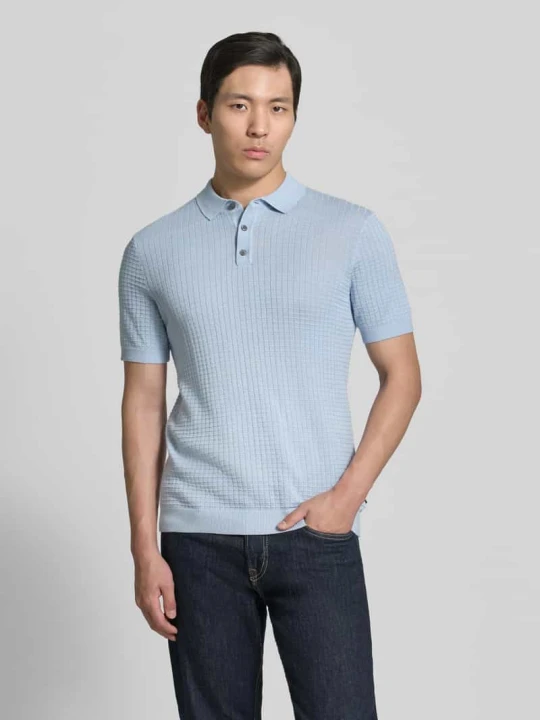 Zdjęcie produktu Poloshirt w dzianinowym wyglądzie, krój slim fit, model 'Vanceo' JOOP! Jasnoniebieski