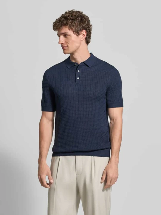 Zdjęcie produktu Poloshirt w dzianinowym wyglądzie, krój slim fit, model 'Vanceo' JOOP! Granatowy