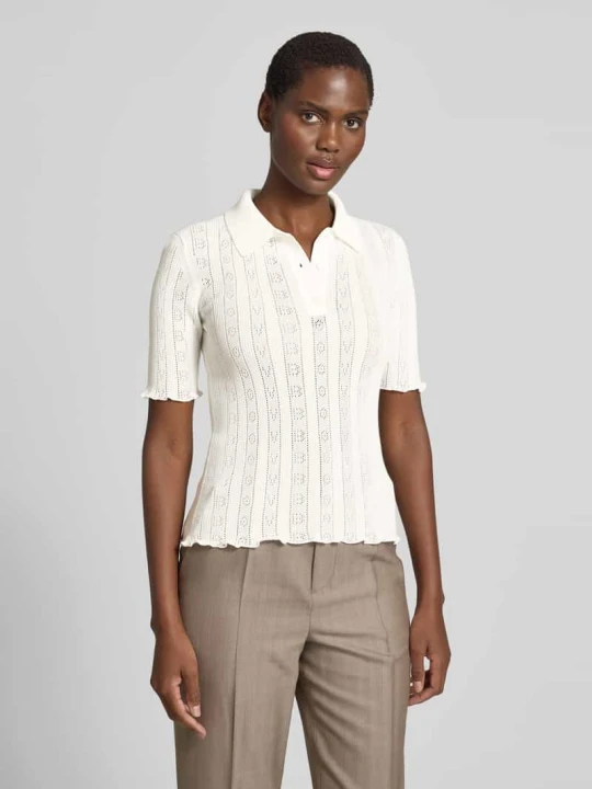 Zdjęcie produktu Koszulka polo w dzianinowej optyce w kroju slim fit Victoria Beckham Biały