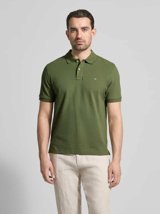 Zdjęcie produktu Polówka o kroju slim fit z haftowanym logo Gant Oliwkowy