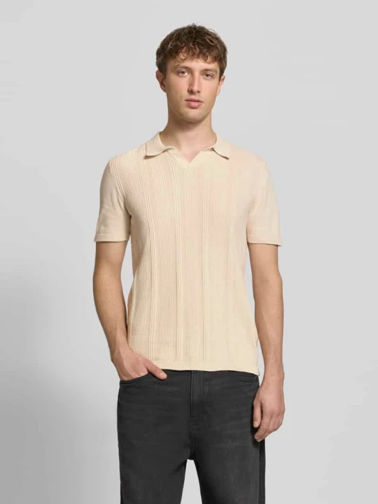 Zdjęcie produktu Polówka w dzianinowym wyglądzie, krój slim fit, model 'Baron' Blend Piaskowy