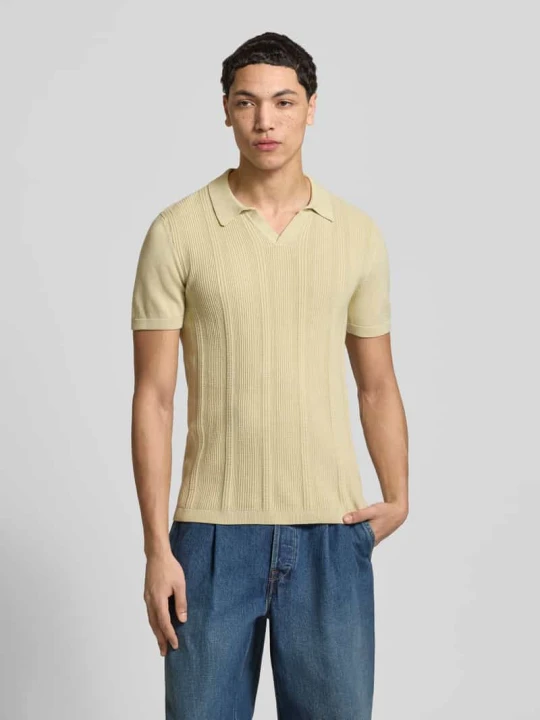 Zdjęcie produktu Polówka w dzianinowym wyglądzie, krój slim fit, model 'Baron' Blend Trzcinowy