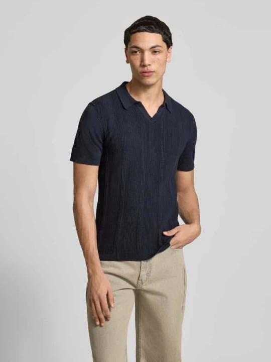 Zdjęcie produktu Polówka w dzianinowym wyglądzie, krój slim fit, model 'Baron' Blend Granatowy