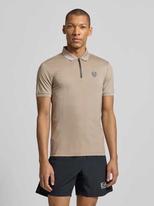 Zdjęcie produktu Polówka z mieszanki wiskozy o kroju slim fit EA7 Emporio Armani Beżowy