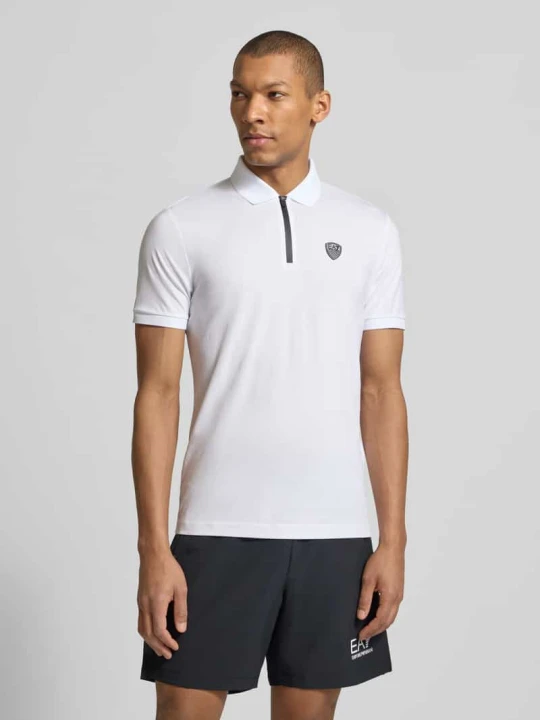 Zdjęcie produktu Polówka z mieszanki wiskozy o kroju slim fit EA7 Emporio Armani Biały