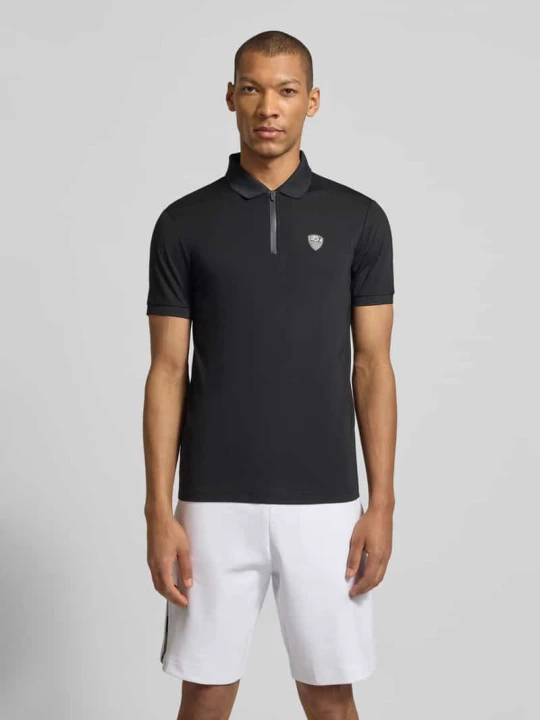 Zdjęcie produktu Polówka z mieszanki wiskozy o kroju slim fit EA7 Emporio Armani Czarny