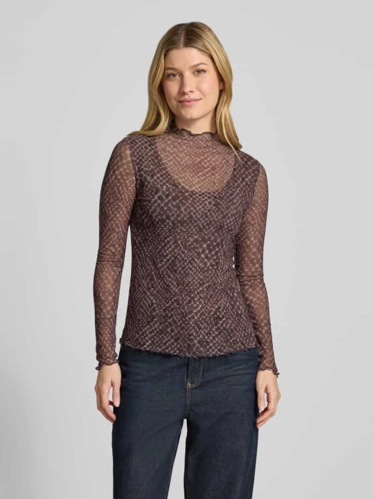 Zdjęcie produktu Półprzezroczysty longsleeve ze stójką Zero Średniobrązowy