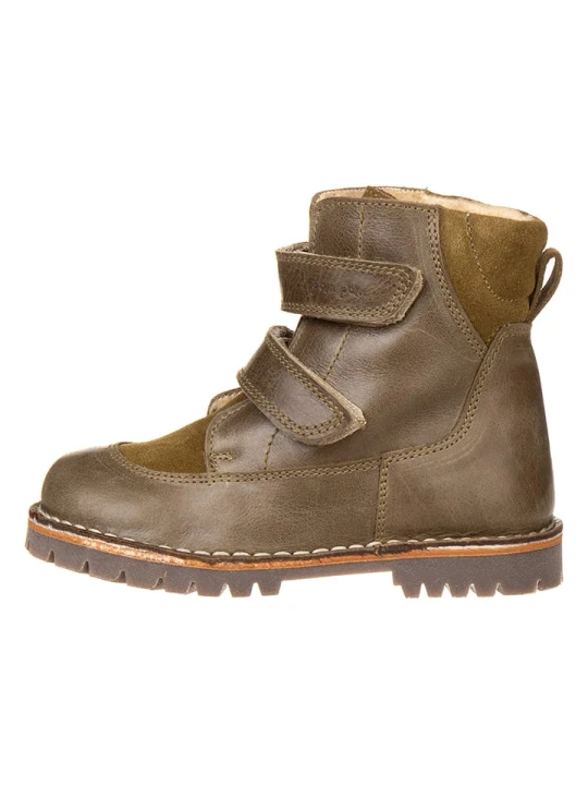 Zdjęcie produktu POM POM Skórzane botki zimowe w kolorze khaki rozmiar: 30