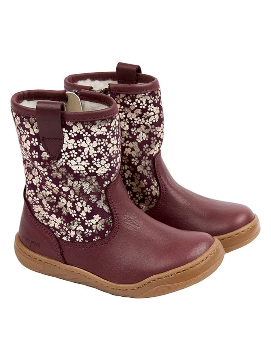 Zdjęcie produktu POM POM Skórzane buty barefoot w kolorze bordowym rozmiar: 33