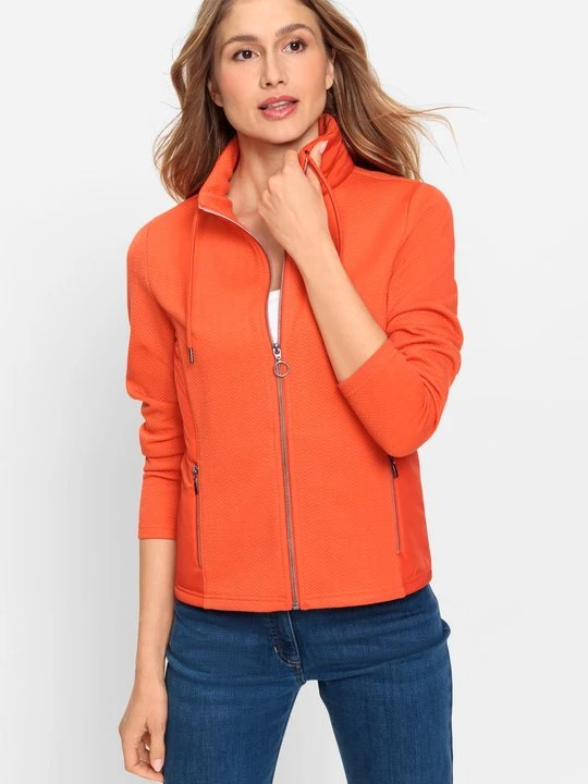 Zdjęcie produktu Pomarańczowa bluza damska Eva Jersey z wytłoczeniem w jodełkę - French Flair Olsen