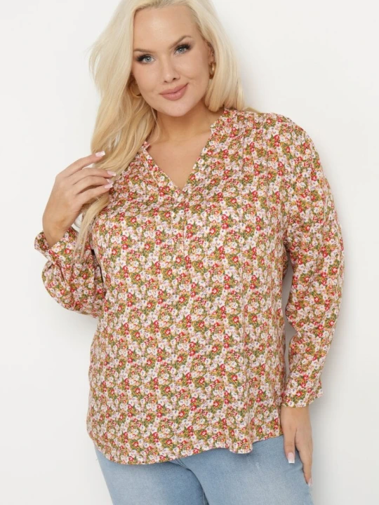 Zdjęcie produktu Pomarańczowa Bluzka z Wiskozy w Kwiaty Edilitia Melya By Melody