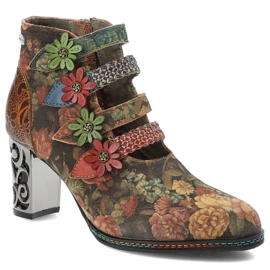 Zdjęcie produktu Pomarańczowe Botki Laura Vita Eleganckie Buty Na Obcasie