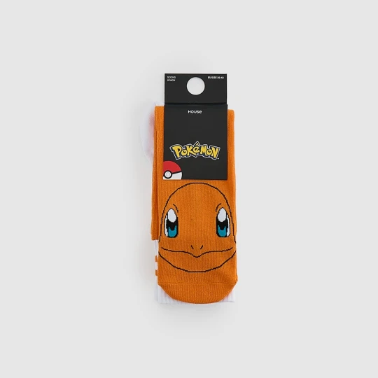 Zdjęcie produktu Pomarańczowe długie skarpetki z motywem Pokémon 2-pak House