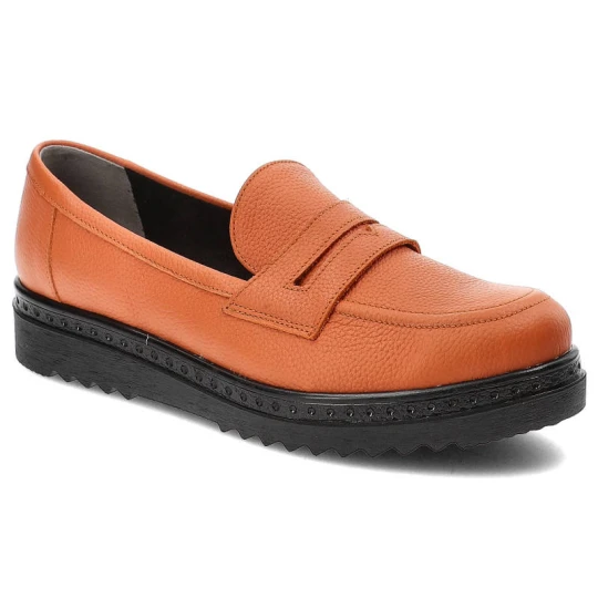 Zdjęcie produktu Pomarańczowe Półbuty Armodo Wygodne Skórzane Buty Damskie