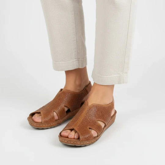 Zdjęcie produktu Pomarańczowe Sandały Kampa Wygodne Skórzane Buty Na Lato